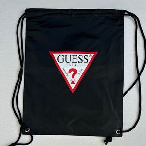NEW GUESS Black and Red Logo Drawstring Backpack